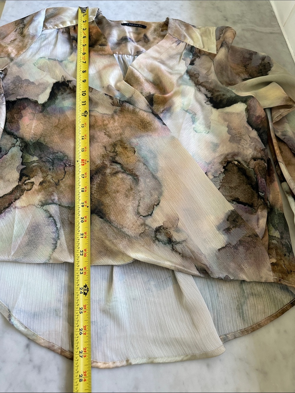 T Tahari Watercolor Print Surplice Blouse - Medium - Picture 5 of 5